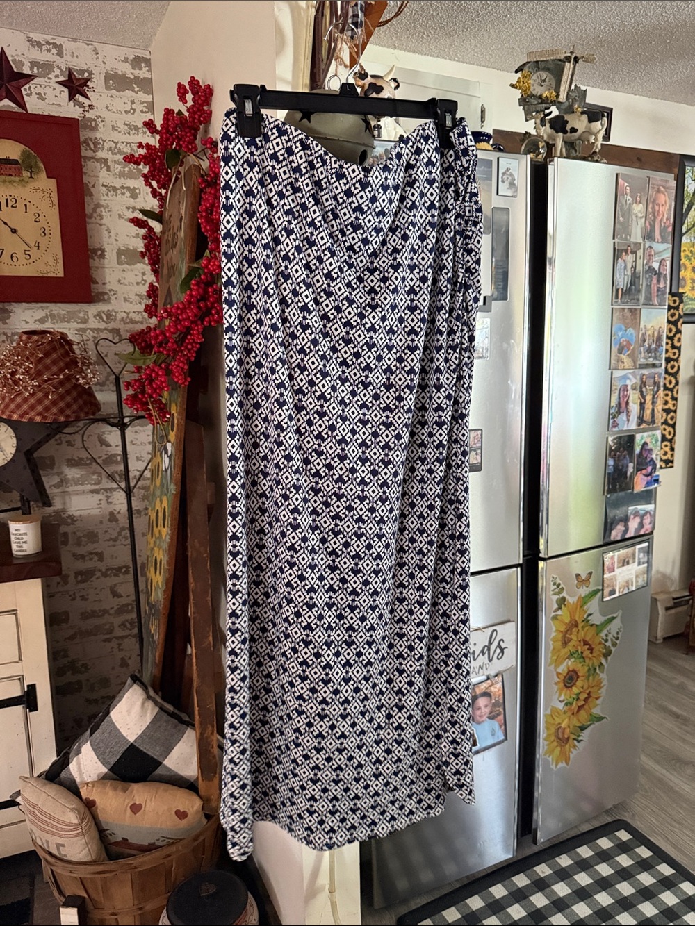 Navy and White  Maxi Skirt - Women